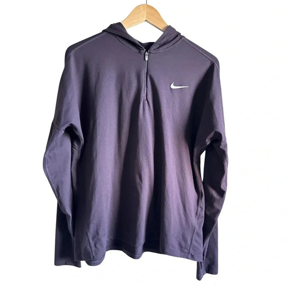 Women’s Nike Classic Quarter Zip Running Top with Dri Fit, Navy Size L - Picture 1 of 9